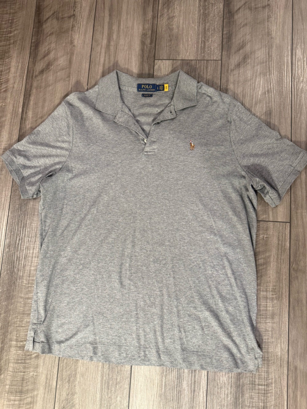 Ralph Lauren Gray Heather Polo Shirt with Pony Logo